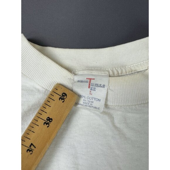 Vintage 90s New York NY Spell Out Art Logo Pattern Tribal White Shirt Short Heel - Picture 13 of 15